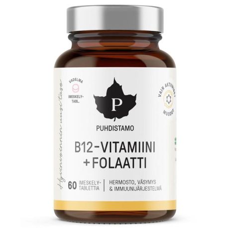 Vitamin B12 Folate, malina s aktivním folátem, 60 pastilek