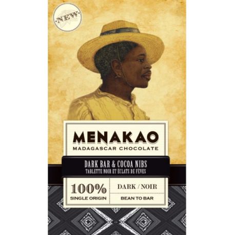 Čokoláda Menakao Madagaskar 100% s kousky kakaových bobů 75 g